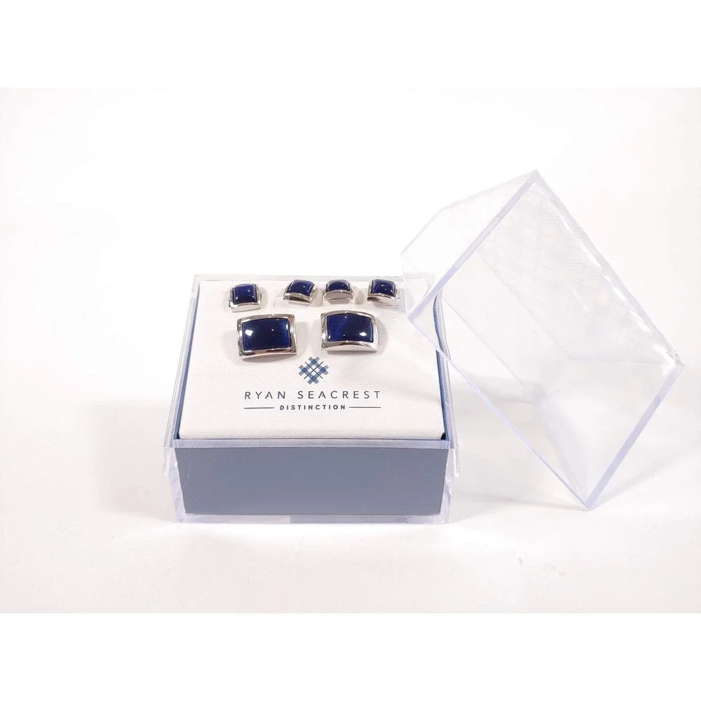 Ryan Seacrest Distinction Rhodium Rectangle Shape Cufflinks Formal Wedding $90
